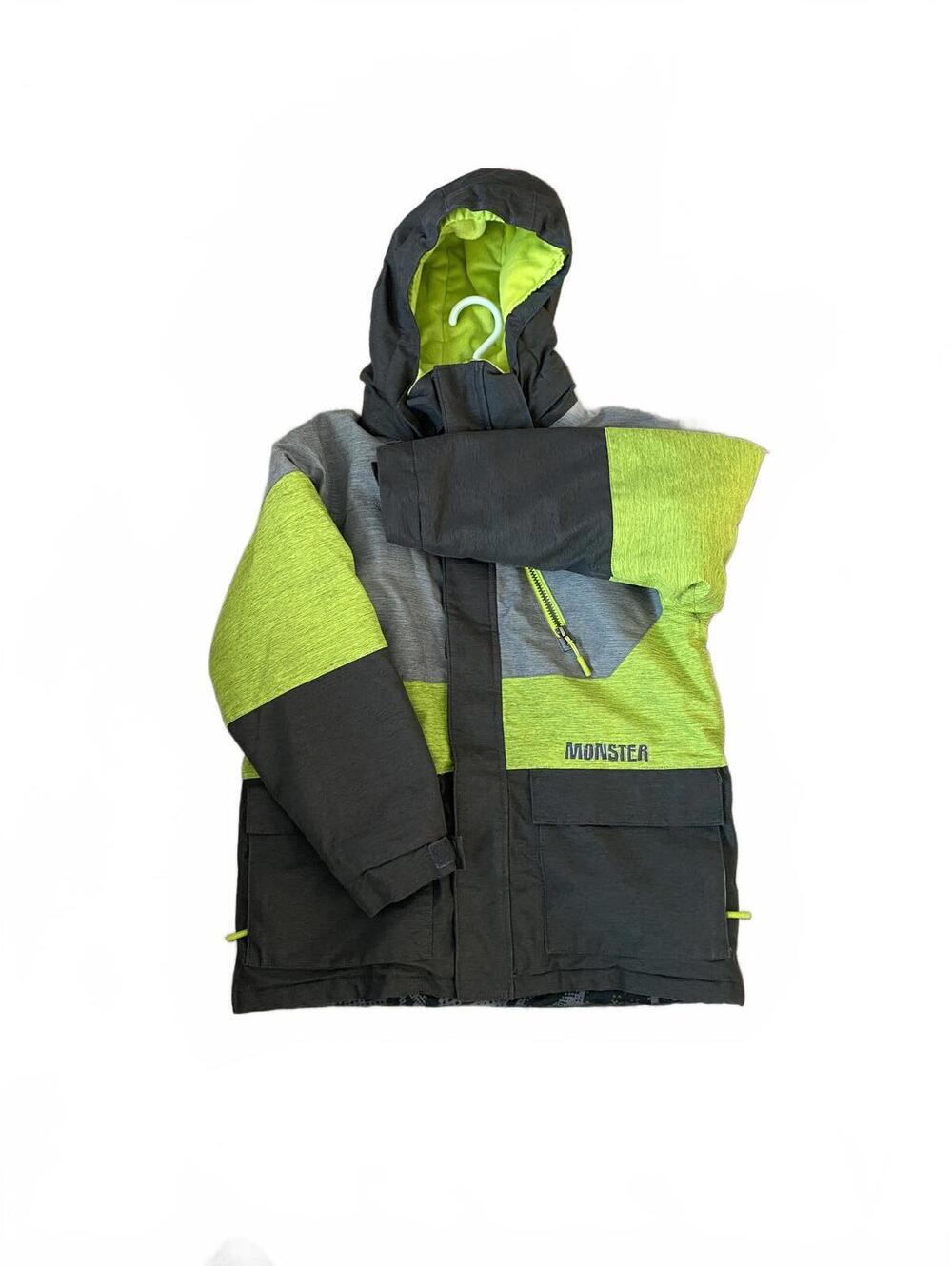 Monster Winter Coat Green Black Grey Youth Size 12